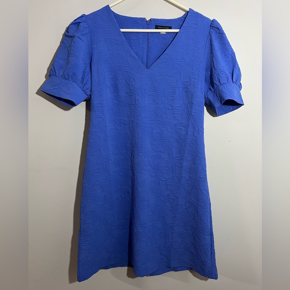 Blossom Jacquard Puff Sleeve V-neck dress by Tommy Hilfiger